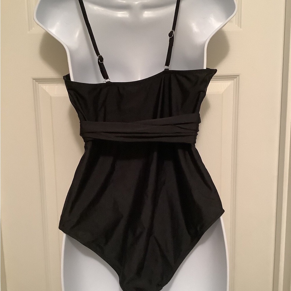 Unbranded One Piece Black Strappy Sexy Cutout Tie Bathing Suit arge